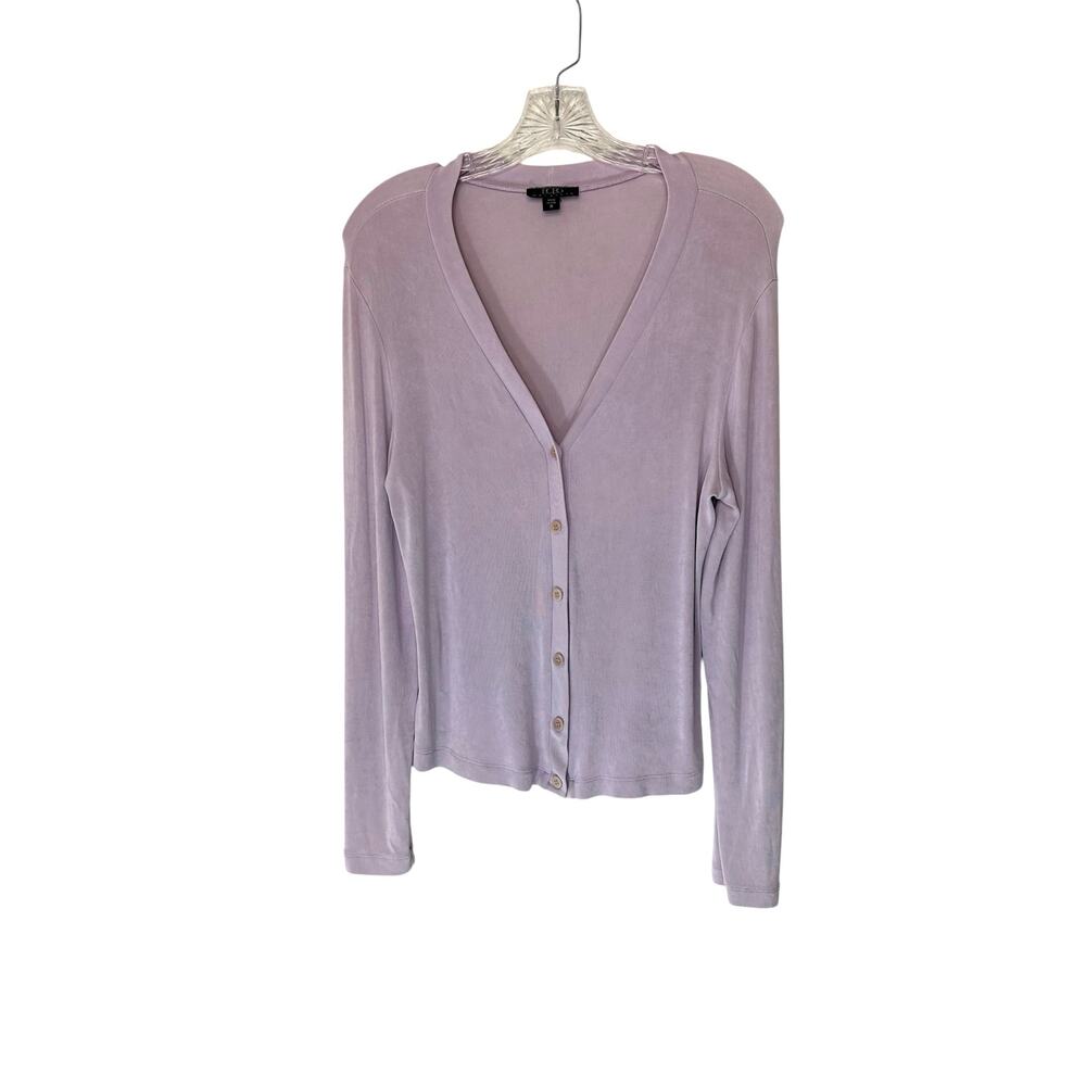 BCBG Maxazria Cardigan Y2K Ribbed Stretch Slinky Button Front Size Medium